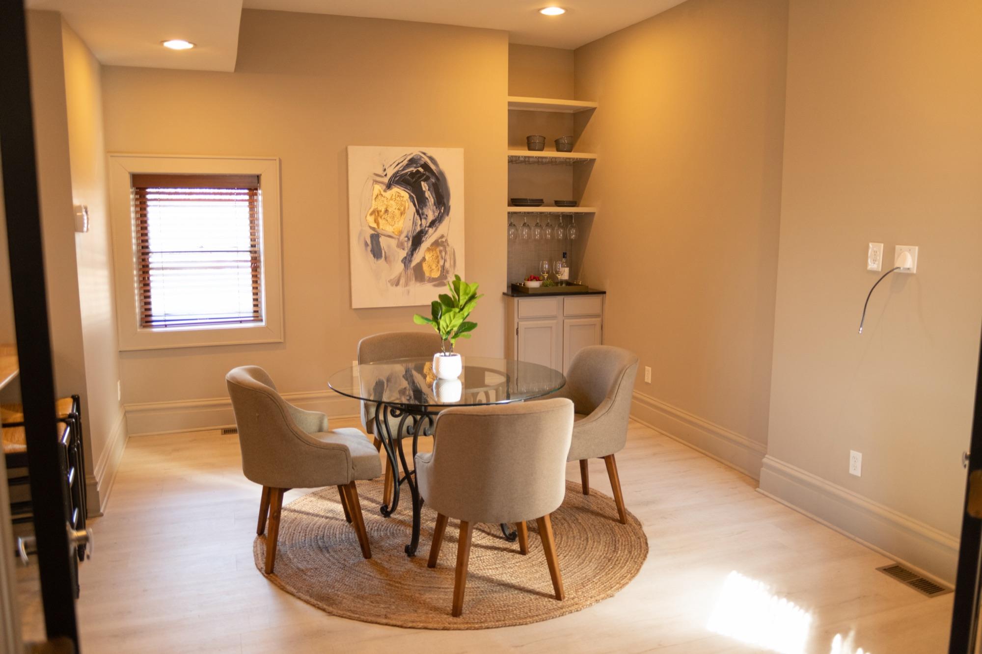 Renovated dining nook with built-ins — listing interior